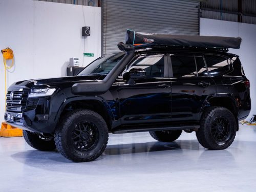 Black Toyota Fortuner parked in Perth car detailing shop.